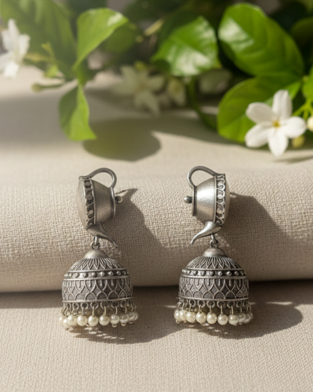 Beautiful Silver-Colored Kettle Jhumkas for Women – Traditional Ethnic Earrings
