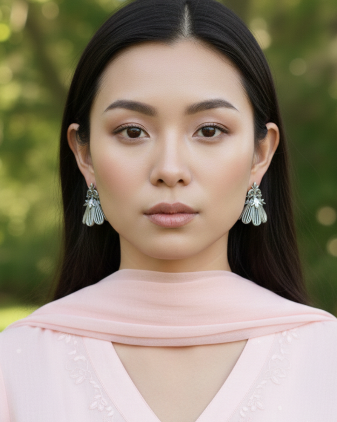 Silver-Colored Traditional Earrings for Women – Elegant Ethnic Jewelry