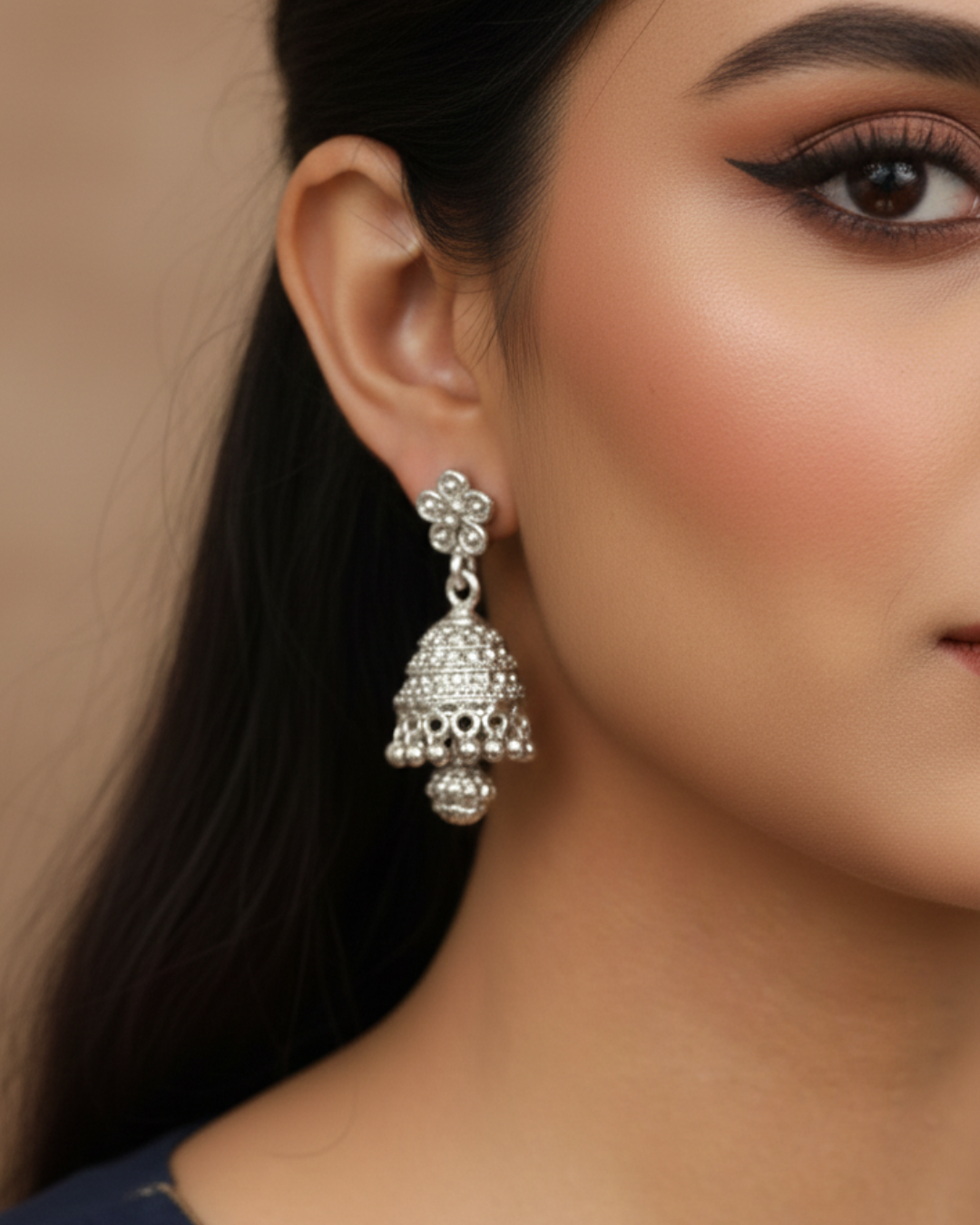 Tiny Antique Silver Bells Jhumkas – Lightweight Traditional Oxidized Earrings
