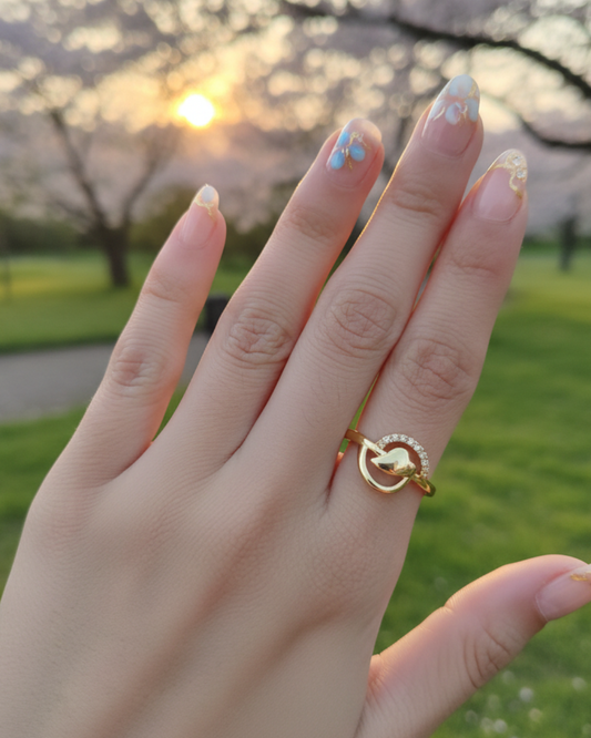 Golden Heart Knot Ring – Elegant Gold Color Love Knot Ring for Women