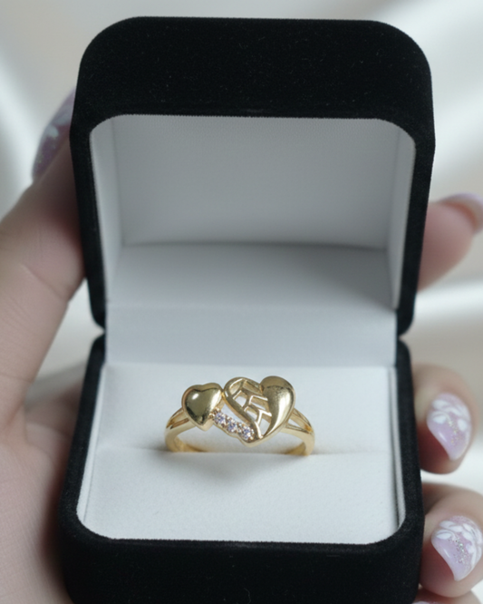 Golden Sparkle Curve Ring – Elegant Adjustable Gold Color Fashion Ring for Women