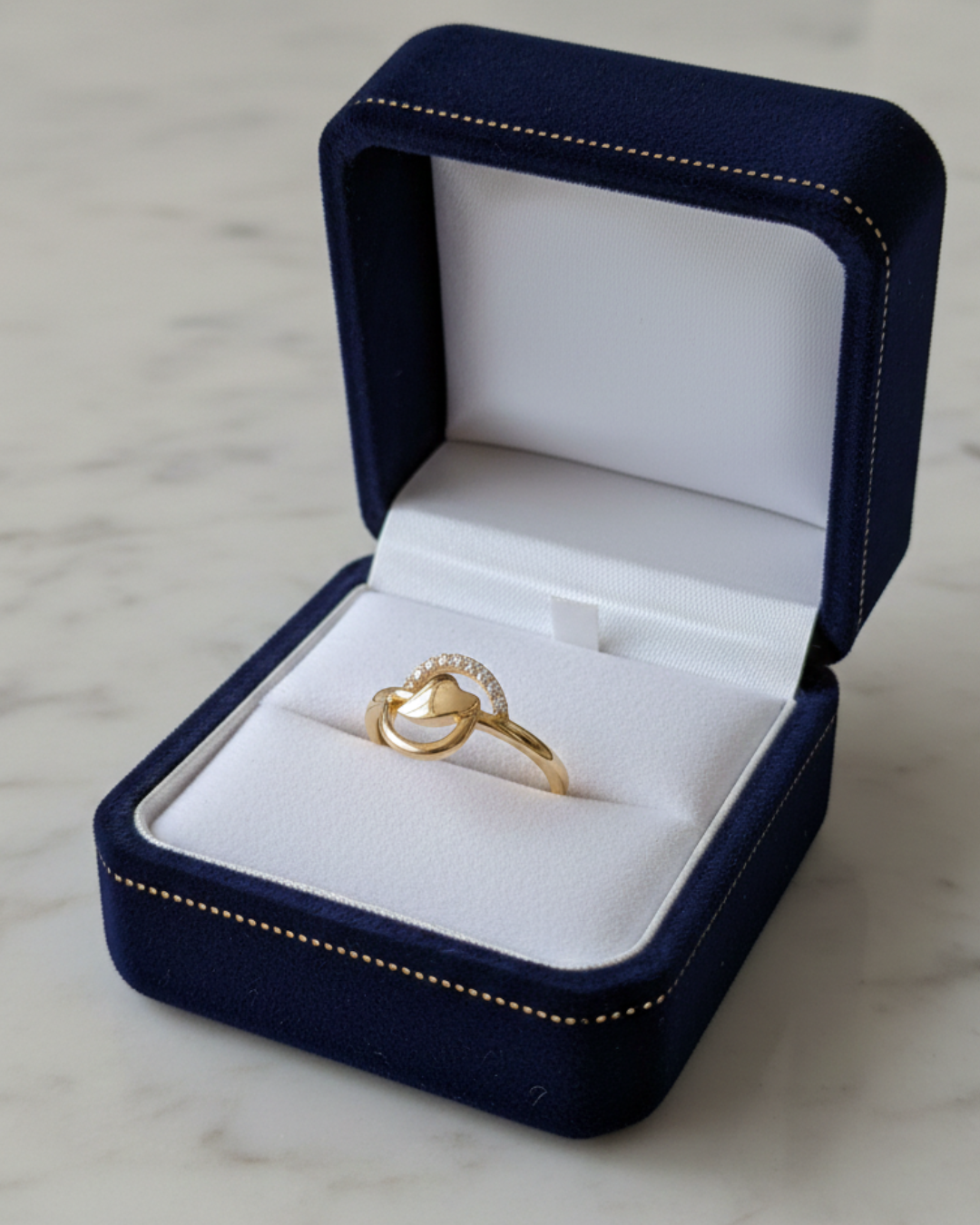 Golden Heart Knot Ring – Elegant Gold Color Love Knot Ring for Women