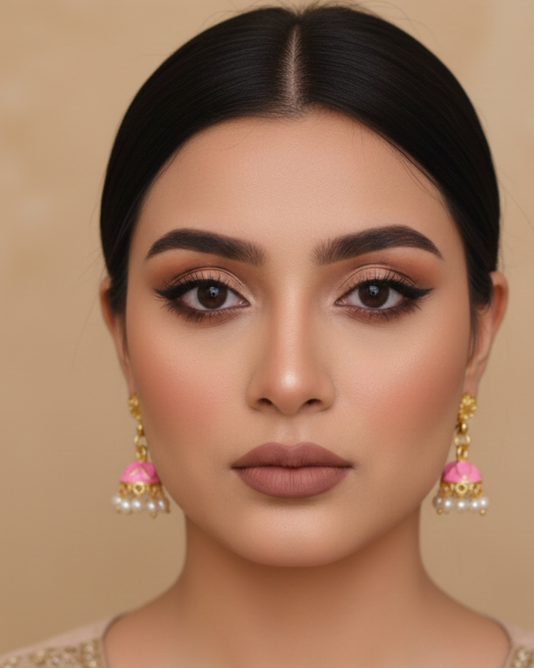 Tiny Pink Chandni Jhumkas – Lightweight Stylish Traditional Earrings for Women