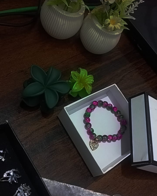 Blossom Glow Trio Set Elastic Beaded Bracelet with Big & Small Flower Catchers