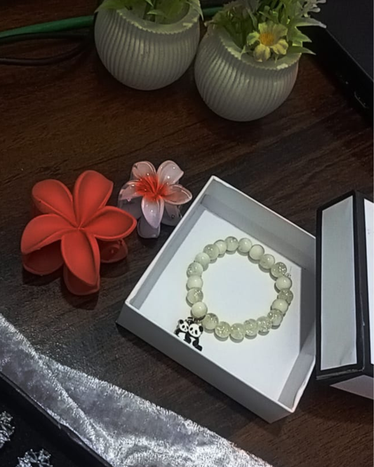 Blossom Glow Trio Set –Elastic Beaded Bracelet with Big & Small Flower Catchers
