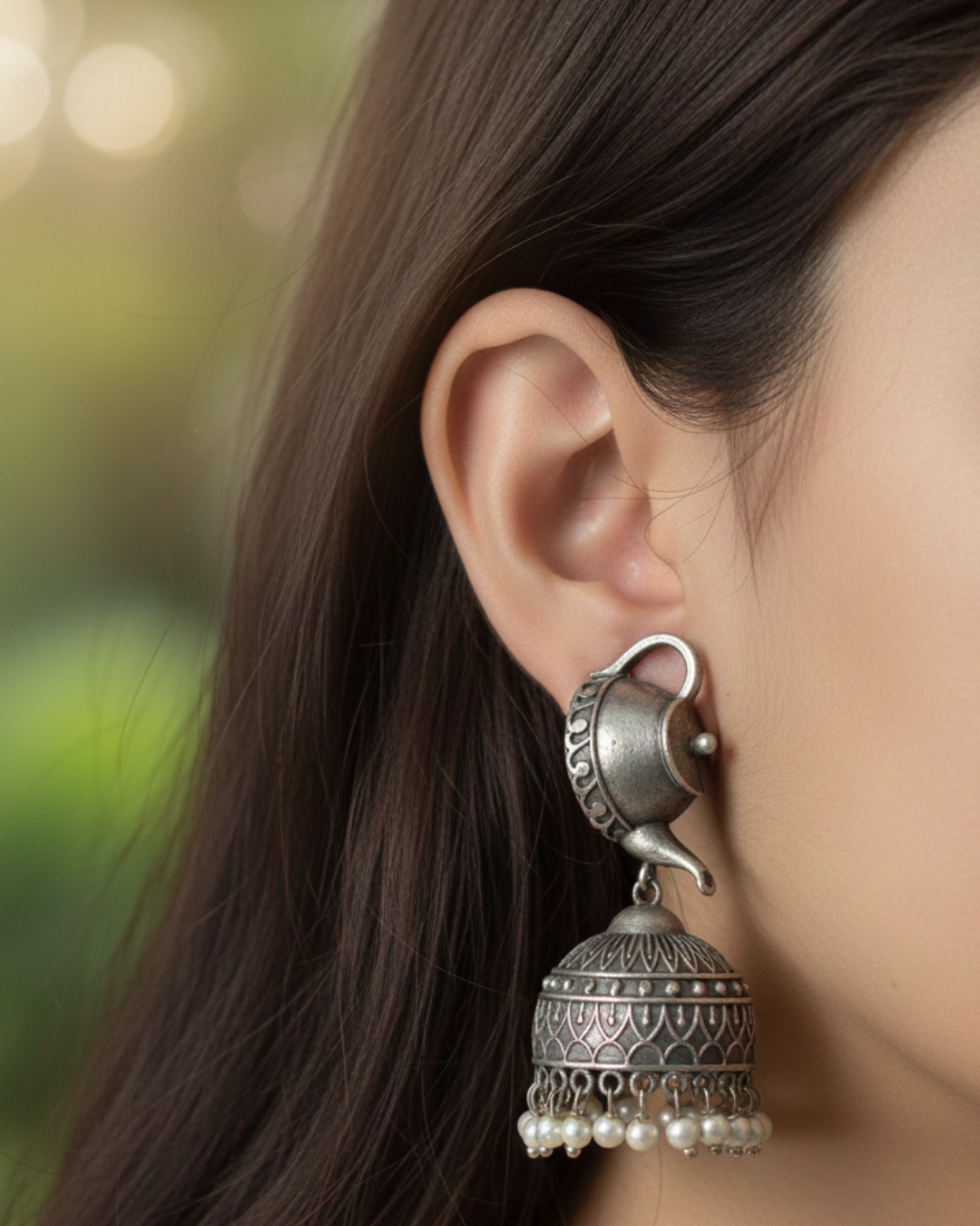 Beautiful Silver-Colored Kettle Jhumkas for Women – Traditional Ethnic Earrings