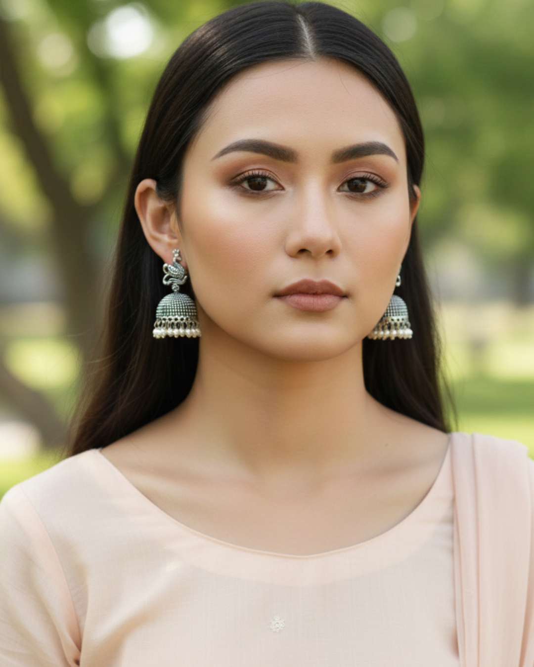 Silver Peacock Jhumkas for Women – Elegant Traditional Earrings